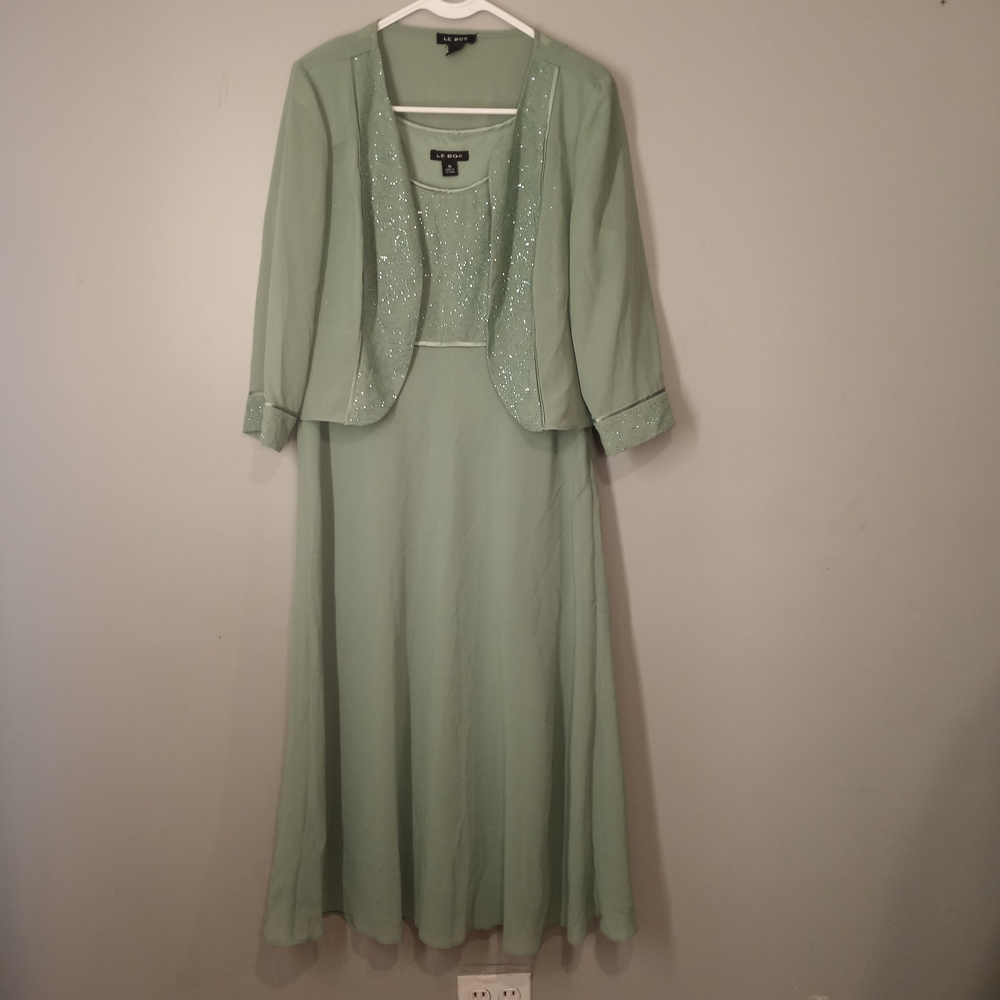 LE BOS Elegant Women's Light Green Dress Suit Size 10 - Picture 9 of 16